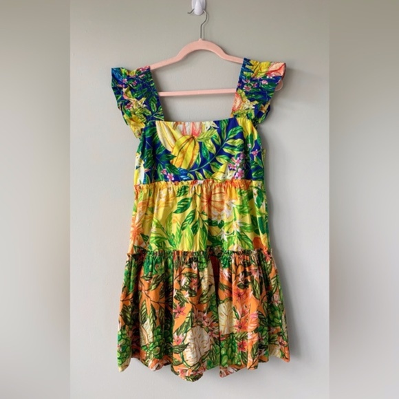 FARM Rio Tropical Print Mini Dress - Green, Yellow, Orange - Picture 14 of 16